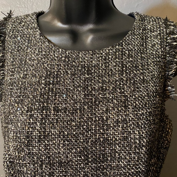 J Crew Sparkle Tweed sheath dress velvet frayed - Picture 9 of 16